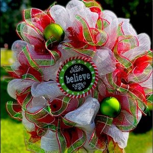 Hand made Christmas wreath “believe “